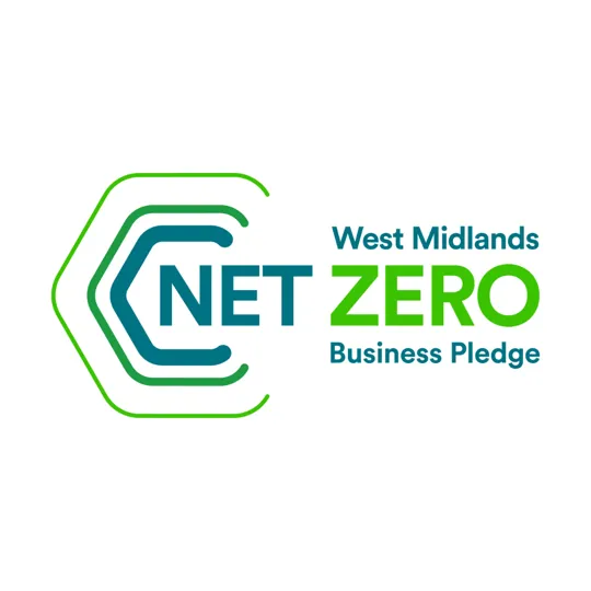 A logo that says West Midlands Net Zero Business Pledge